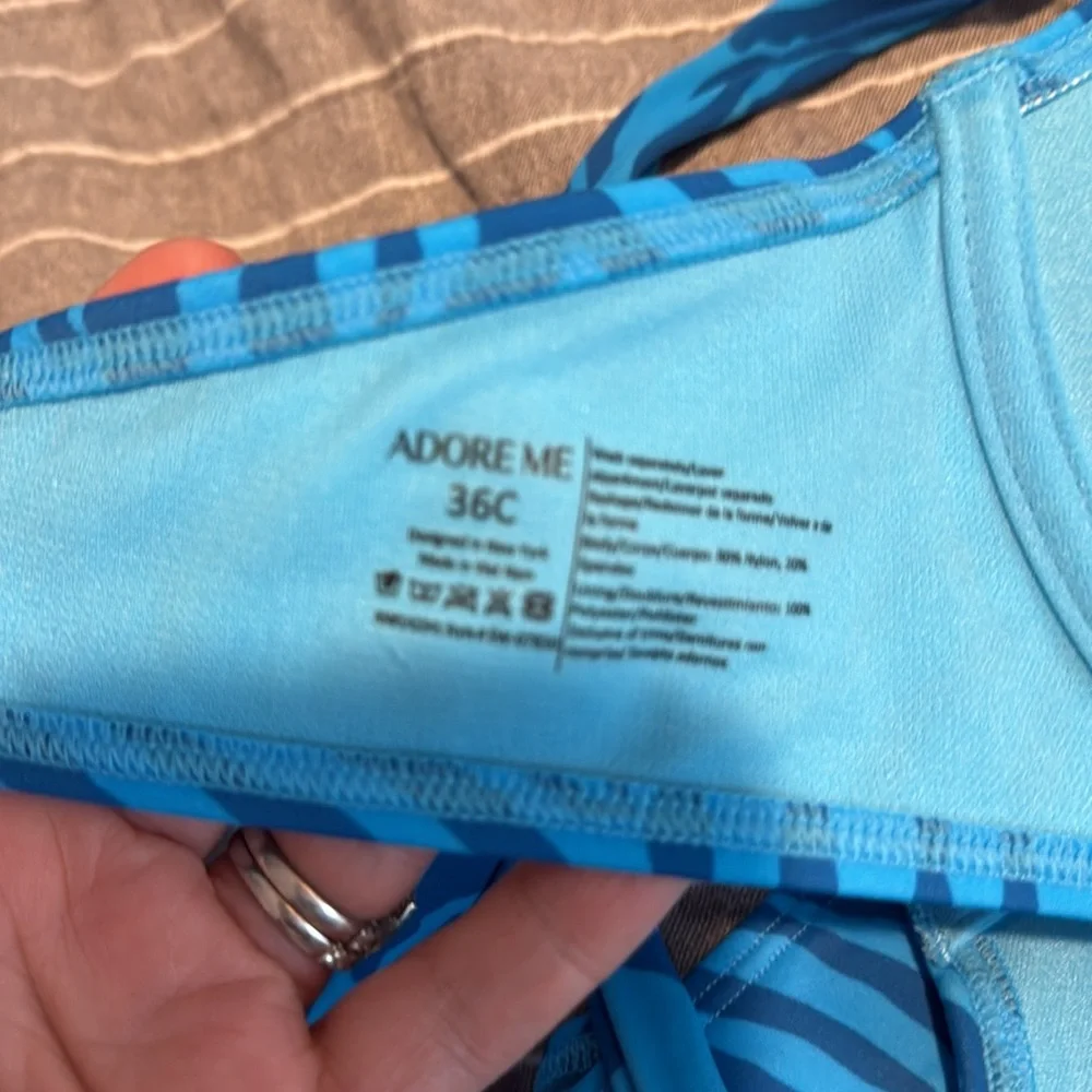 NWT Adore‎ Me  Women's Rimini Push Up Bikini Top  Blue Print Size 36c